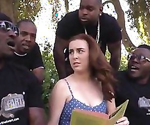 Four black dudes ass fucked Jessie Parker with their big choco dicks