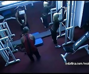 Hidden camera films old guy fucking young latina in gym